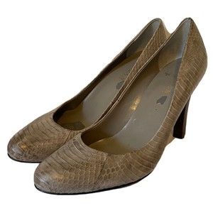 Lauren Ralph Lauren Gray Snakeskin Print Heels Shoes Womens 8.5 M Pumps 4”